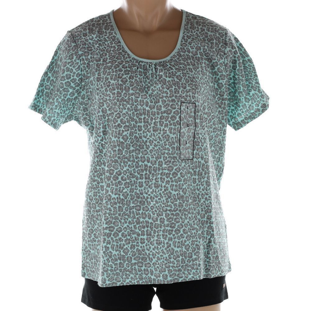 Women’s Mint Leopard Print Short Sleeve Tee